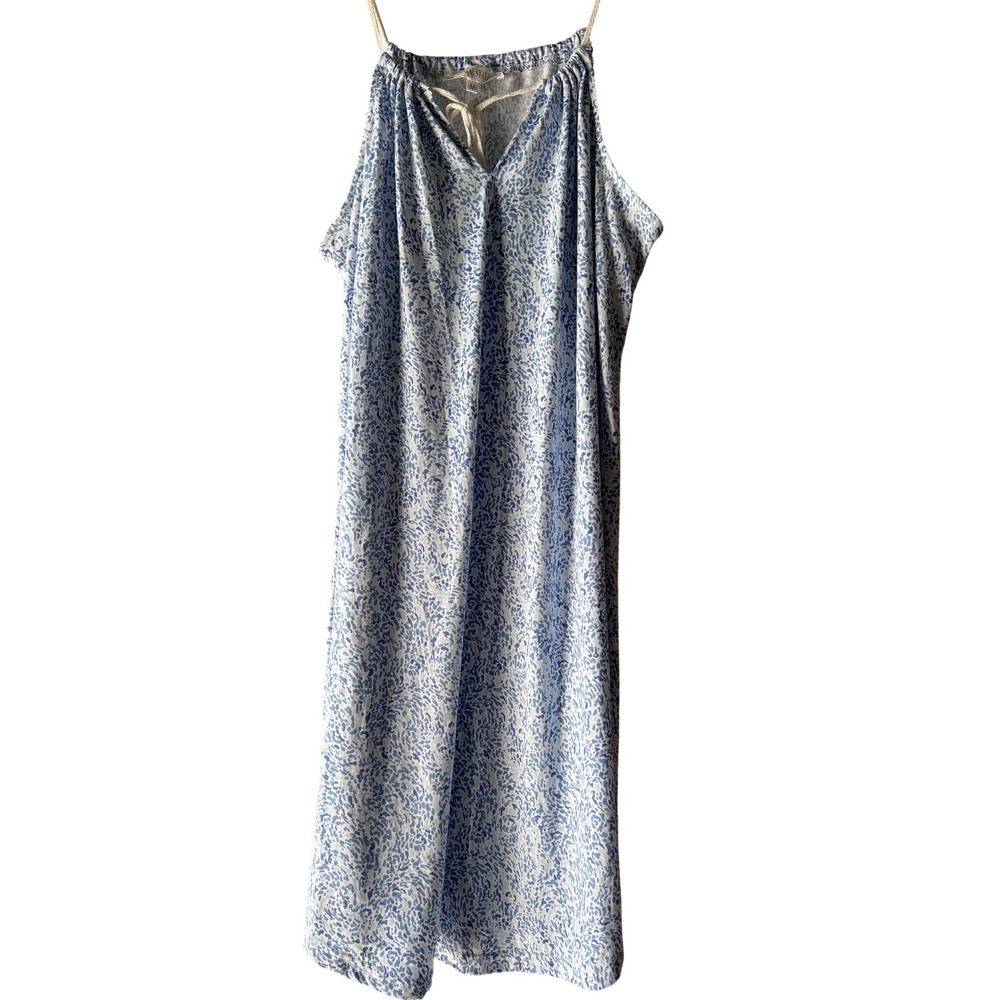 The Royal Standard Blue White Abstract Print Halter Night‎ Gown Womens Medium